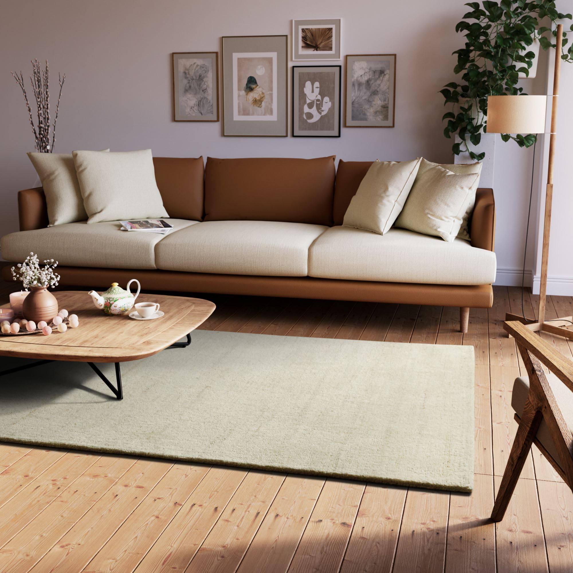 Steffensmeier Berber Teppich Zaza | Wolle, Creme, Größe: 70x140 cm, Berber Look Teppich für Wohnzimmer, Schlafzimmer