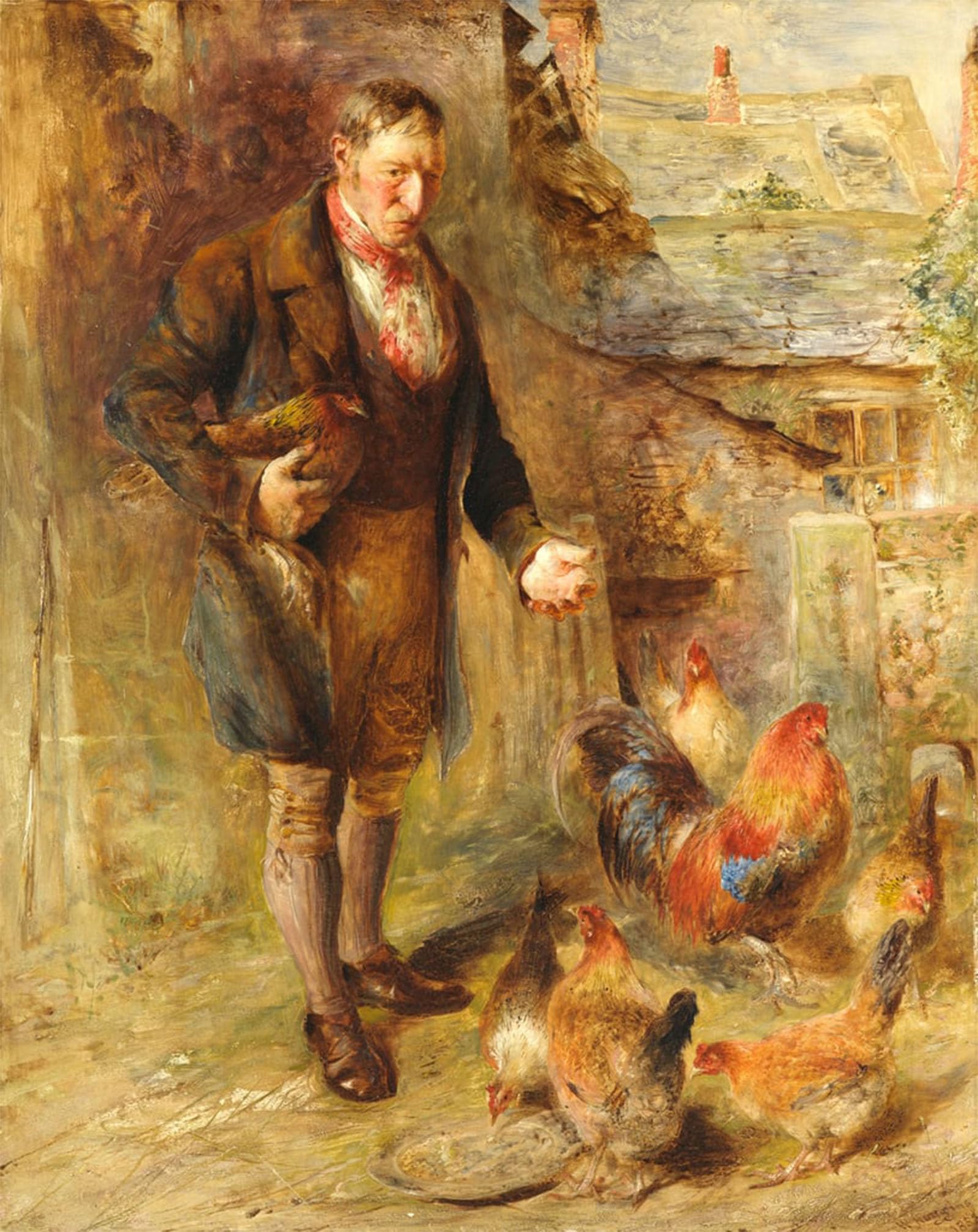 POSTERIIk Vintage Print Pop Art Landscape Artwork Self Portrait Aged with Chickens by William Huggins Art Prints for Office Home Decor 60x90cm