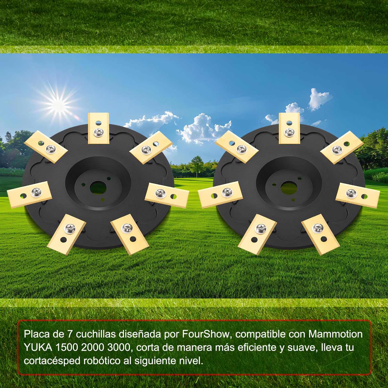 [ACTUALIZACIÓN] 2 Discos de Cuchillo + 14 Cuchillas compatibles con Mammotion YUKA 1500 2000 3000 (hasta el año Modelo 2024), Disco de Cuchilla para cortacésped robótico