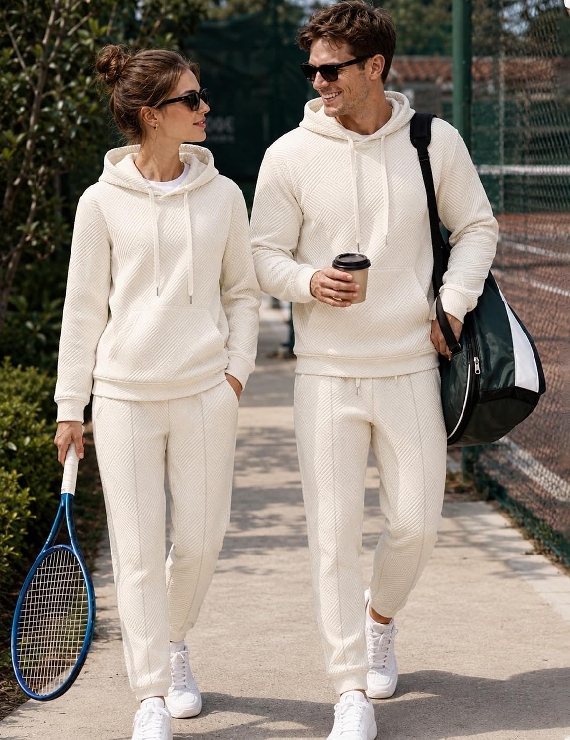 UOUA Mens 2 Piece Set Sweatsuit Pullover Hoodie & Joggers Casual Tracksuit