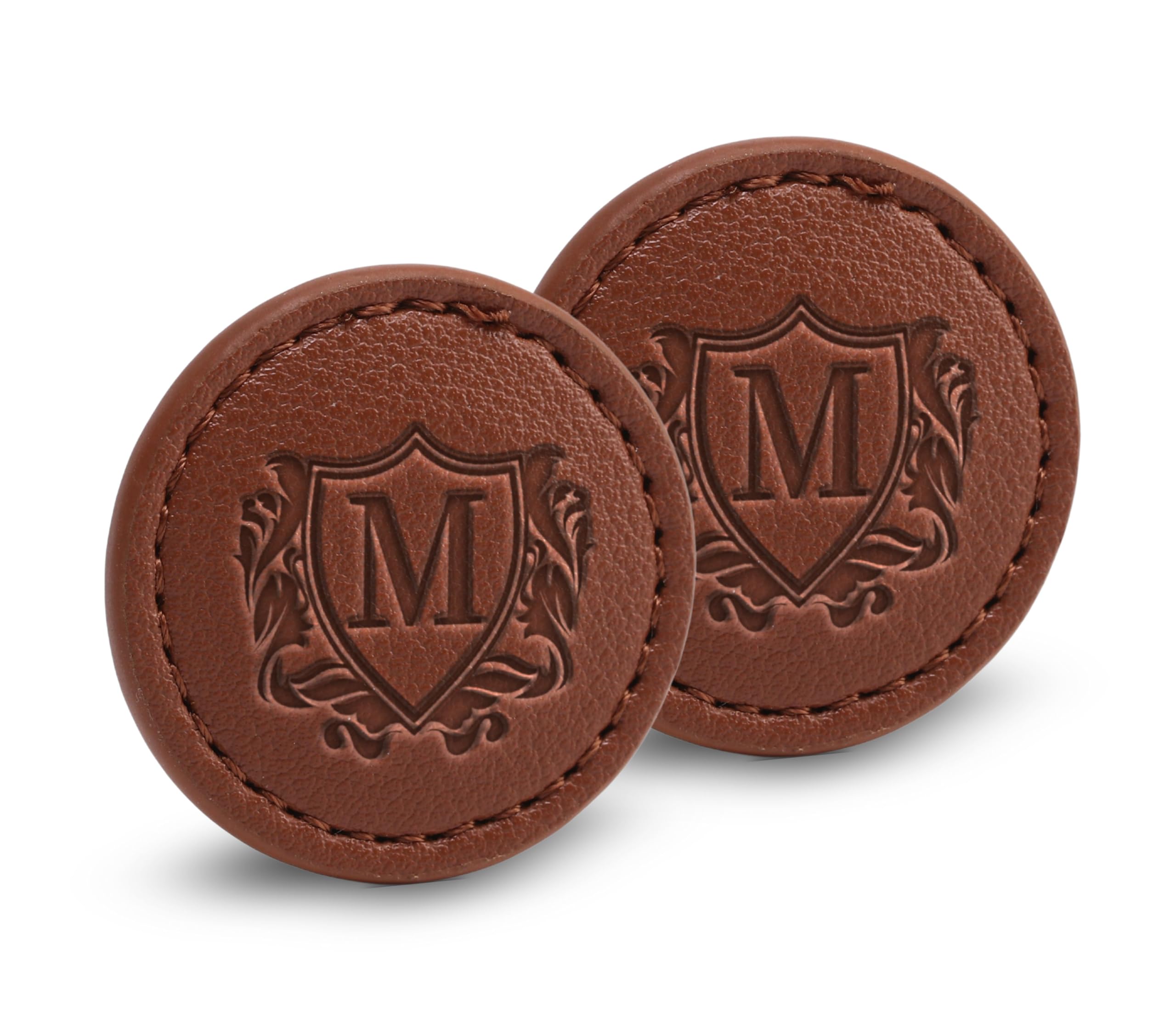 CybGene Golf Ball Markers (Tan, Set of 2) - Golf Gifts for Men - Golf Accessories Leather Golf Markers - M