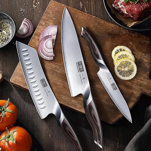 Miniatura 6 de HOSHANHO Juego de cuchillos de cocina con bloque, juego profesional de 14 piezas de bloque de cuchillos ultra afilado en organizador de cajones de