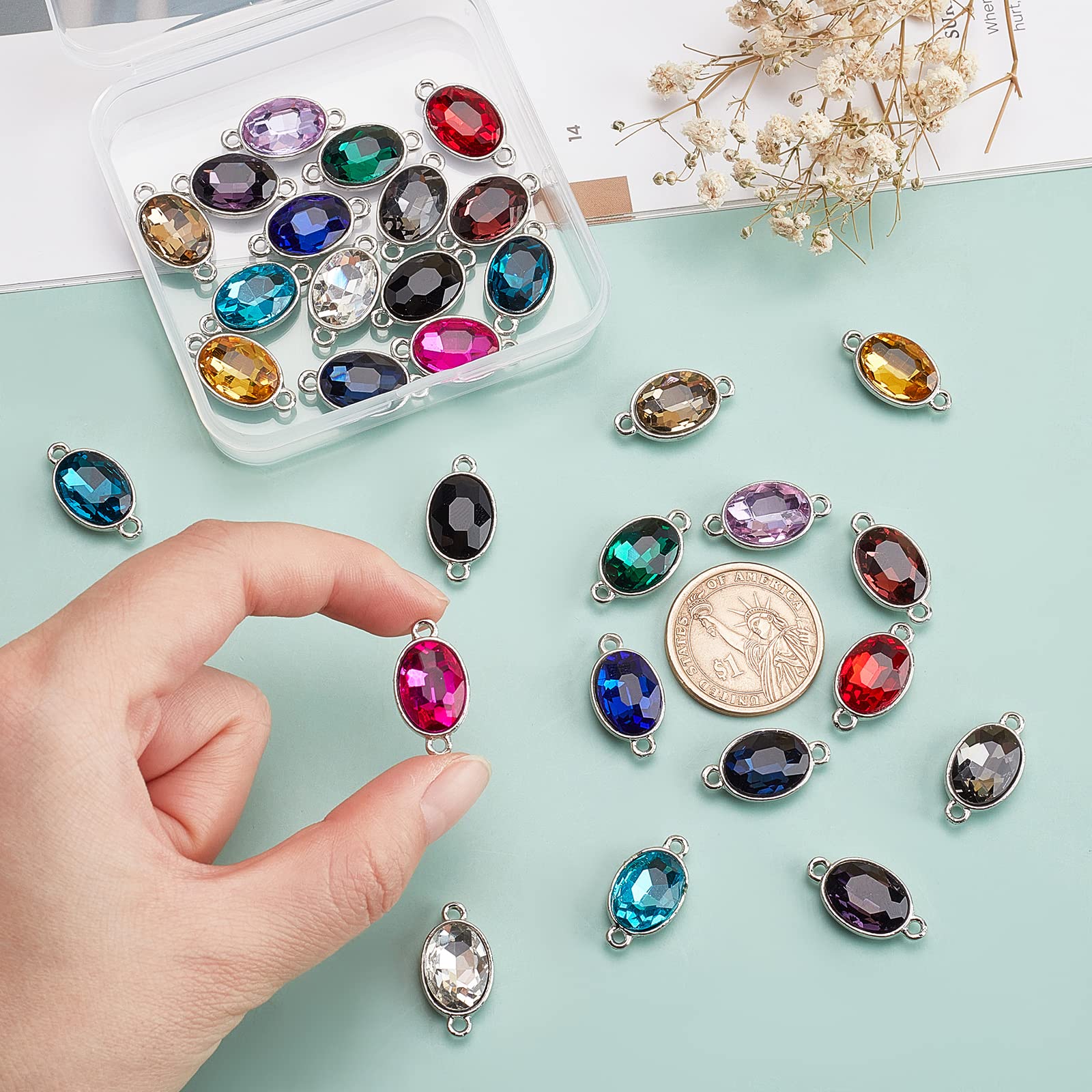 80 Perles Connecteurs En Agate Naturelle - 5 Couleurs, Forme Cube, Trou 2-3.5mm, Pour Création Bijoux - 7