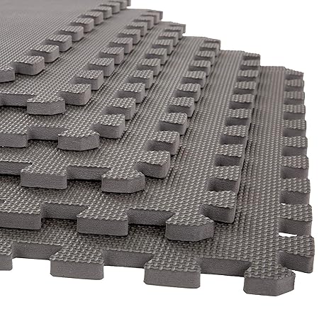 EASY HOME Playmats & Floor Gym Mats for 24 To 48 Months, Pack of 12, Grey