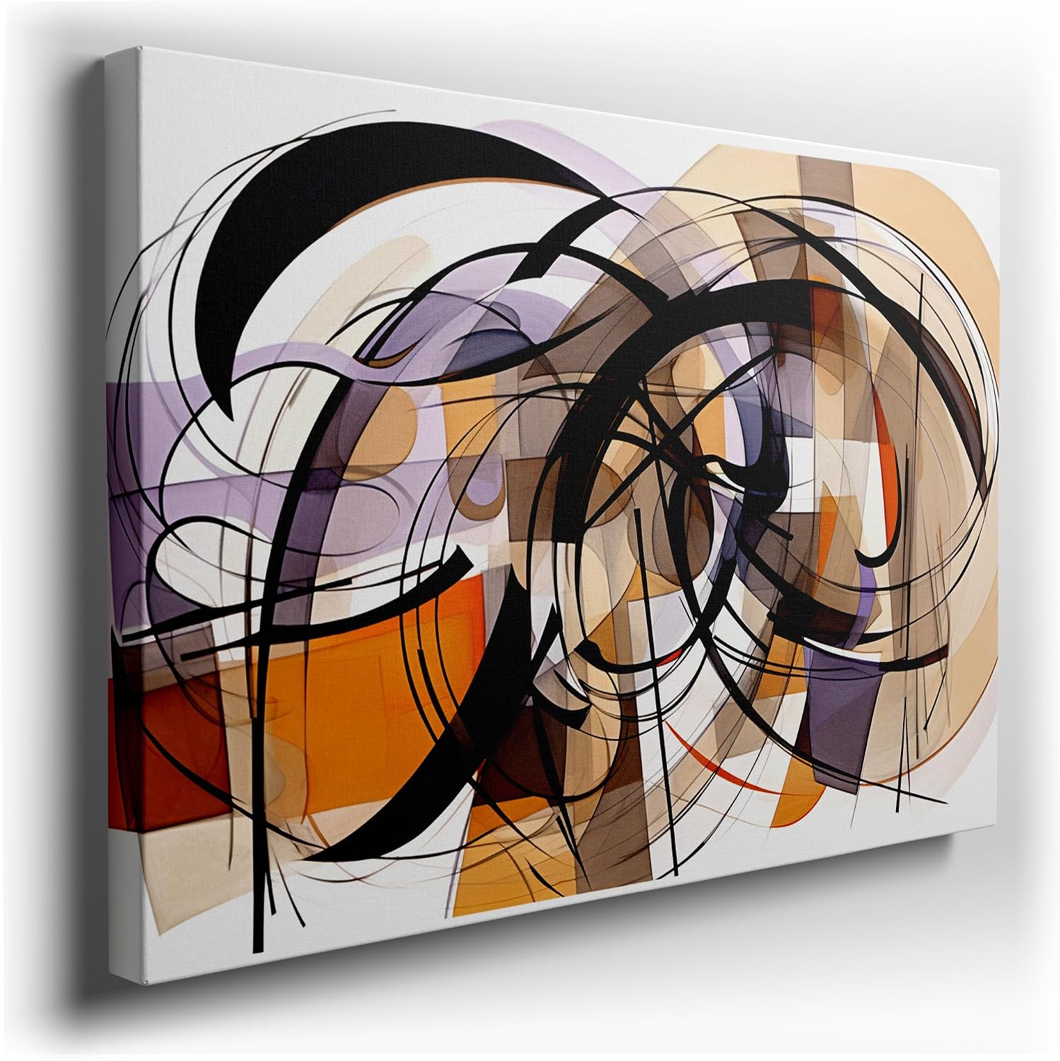 Canvas for Living room. Weaving Complexity and Movement into Art An Abstract Fusion of Brown, Orange, and Purple, 27 x 18 inch Canvas Wall Art - Ready to Hang