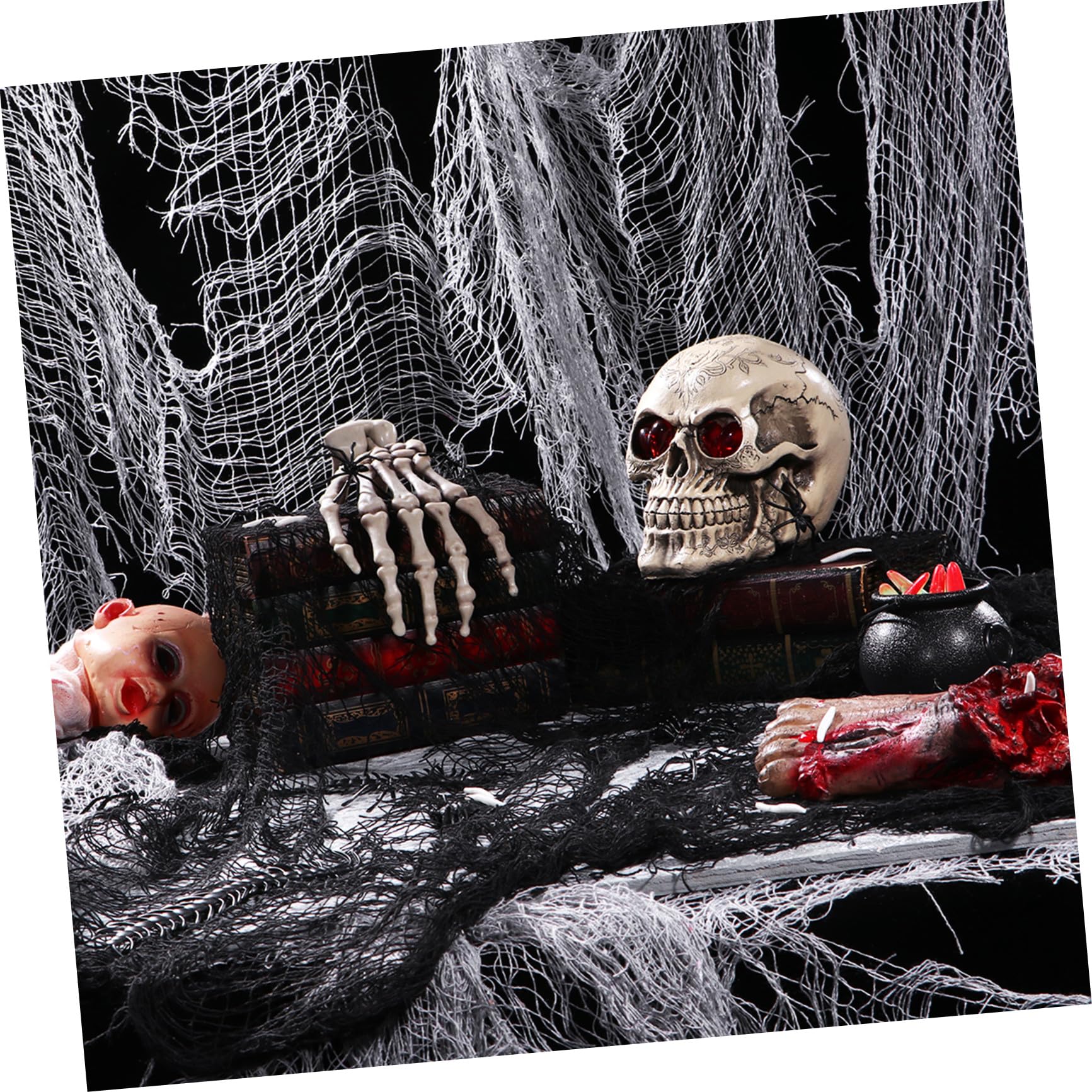 Alipis 2 Pezzi di Garza per Tovaglie Infestate Decorazioni Grigie per Halloween Decorazioni in Tessuto per Interni Decorazioni per Halloween Decorazioni Spettrali per Feste di