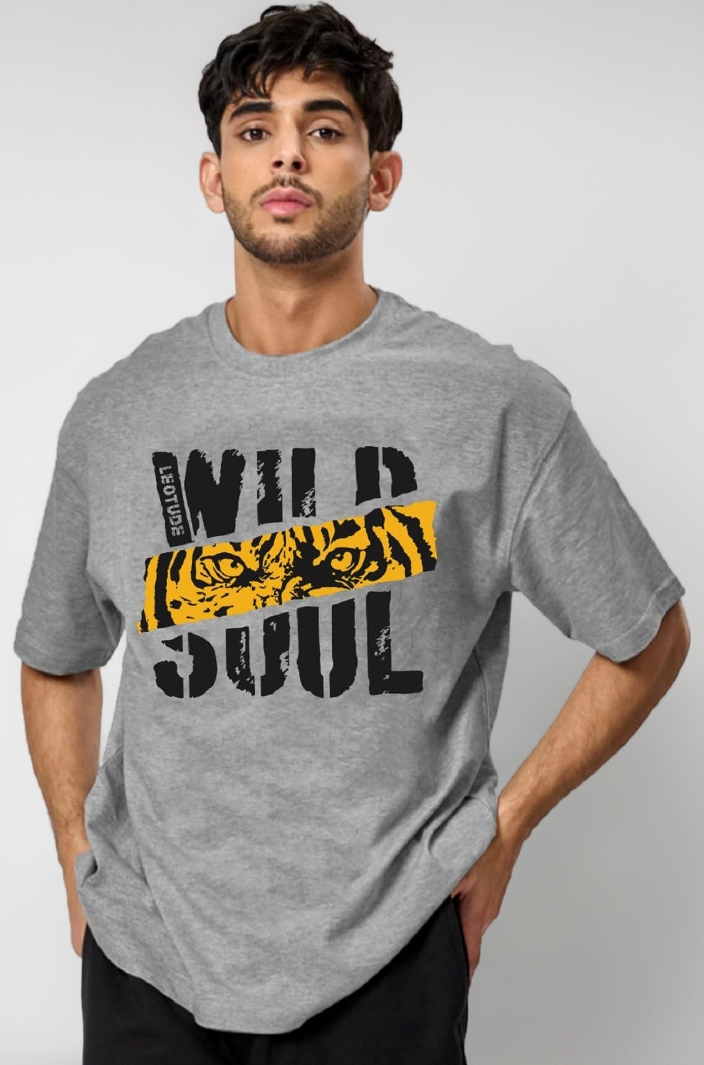 Men's Cotton Oversized Fit Half Sleeve Oversized Tshirt, Round Neck Longline Drop Shoulder | ful Printed T-Shirt