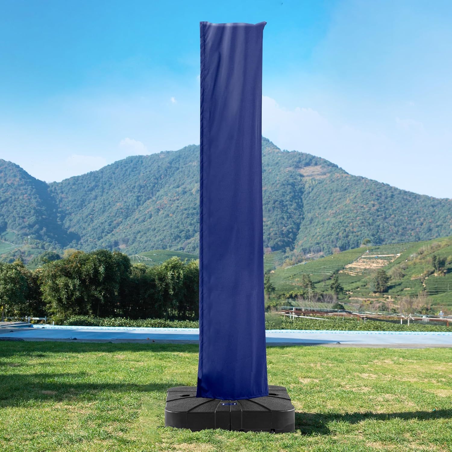 Patio Umbrella Cover, Water Resistant Replacement Covers with Zipper and Rod Fit 9-13 Ft Outdoor Cantilever Umbrellas, Navy