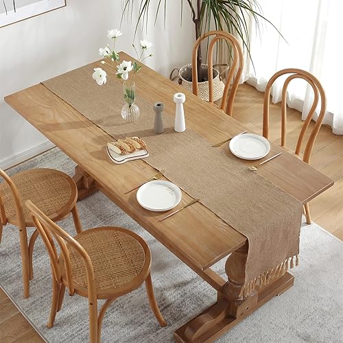 Miniatura 7 de Hsvanyr Camino de mesa de lino y algodón para tocador, estilo granja, centros de mesa para comedor, 13 x 72 pulgadas, decoración rústica trenzada