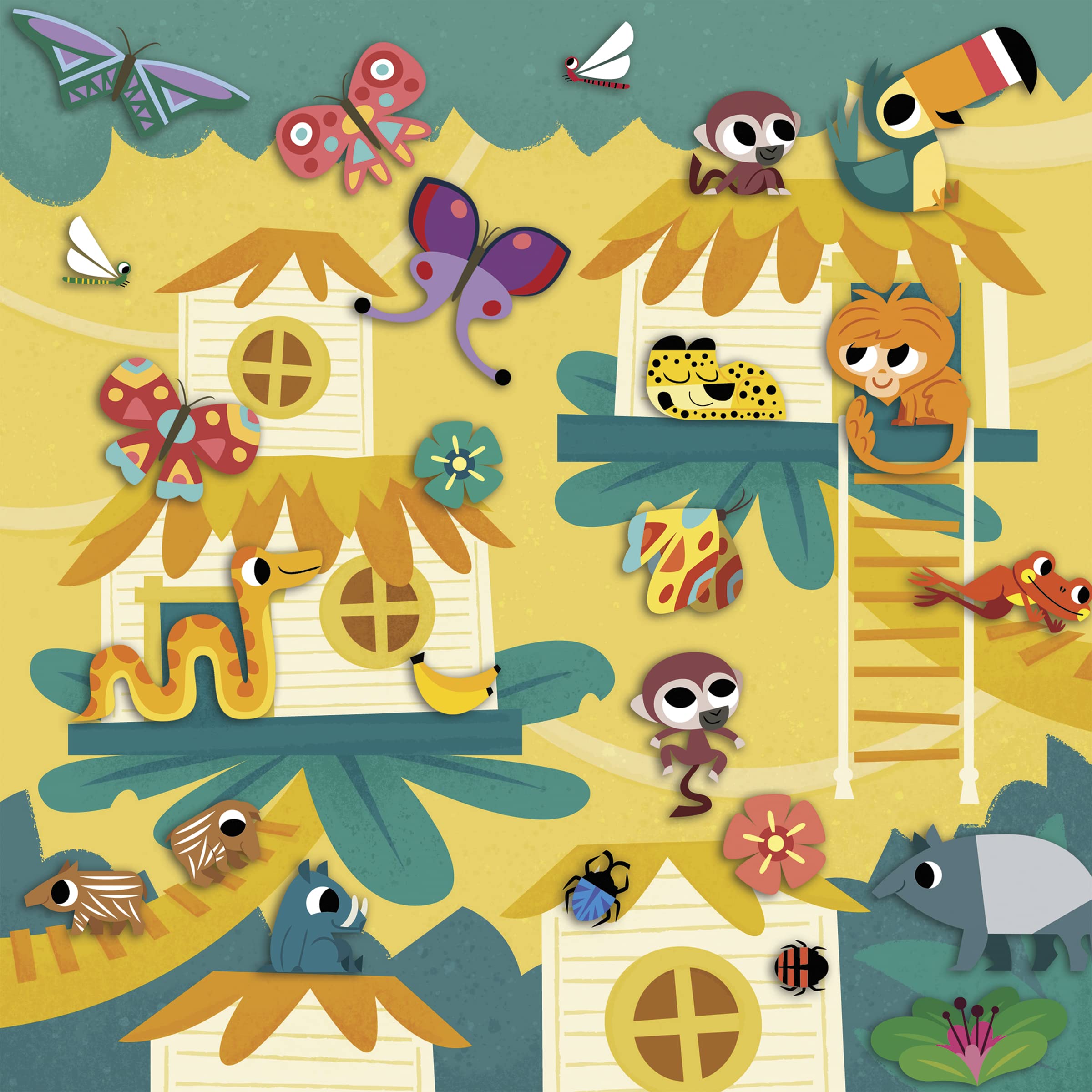 Janod - My Arts & Crafts - A Partir De 5 años - Pegatinas y Cuadros - 5 Cuadros - Manualidad Creativa - Motricidad Fina y Concentración - J07744