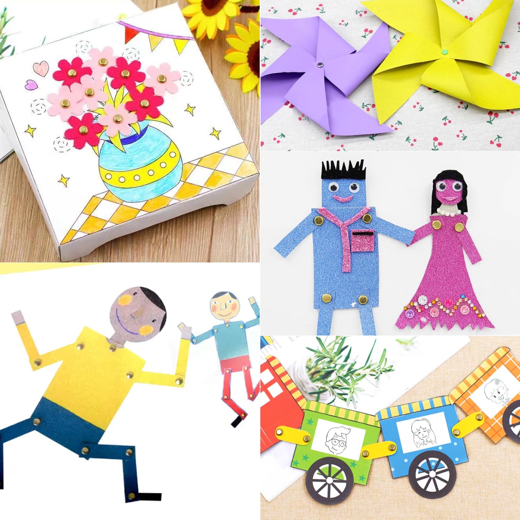 EuTengHao 700Pcs Brass Fasteners Scrapbooking Brads Round Head Brass Plated Fasteners for Craft Art Crafting School Decorative Scrapbooking DIY Supplies (1/2 Inch Shank, 8mm Head, Gold) - Image 5