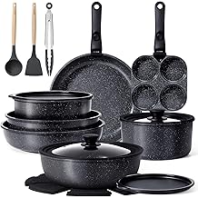 GiPP Ceramic Pots and Pans Set Non Stick, Nonstick Detachable Handle Cookware Sets, Healthy Non Toxic PFAS PFOA &amp; PTFE Free, Dishwasher ＆Oven Safe, Induction Kitchen Pot and Pan, 21 Piece Grey