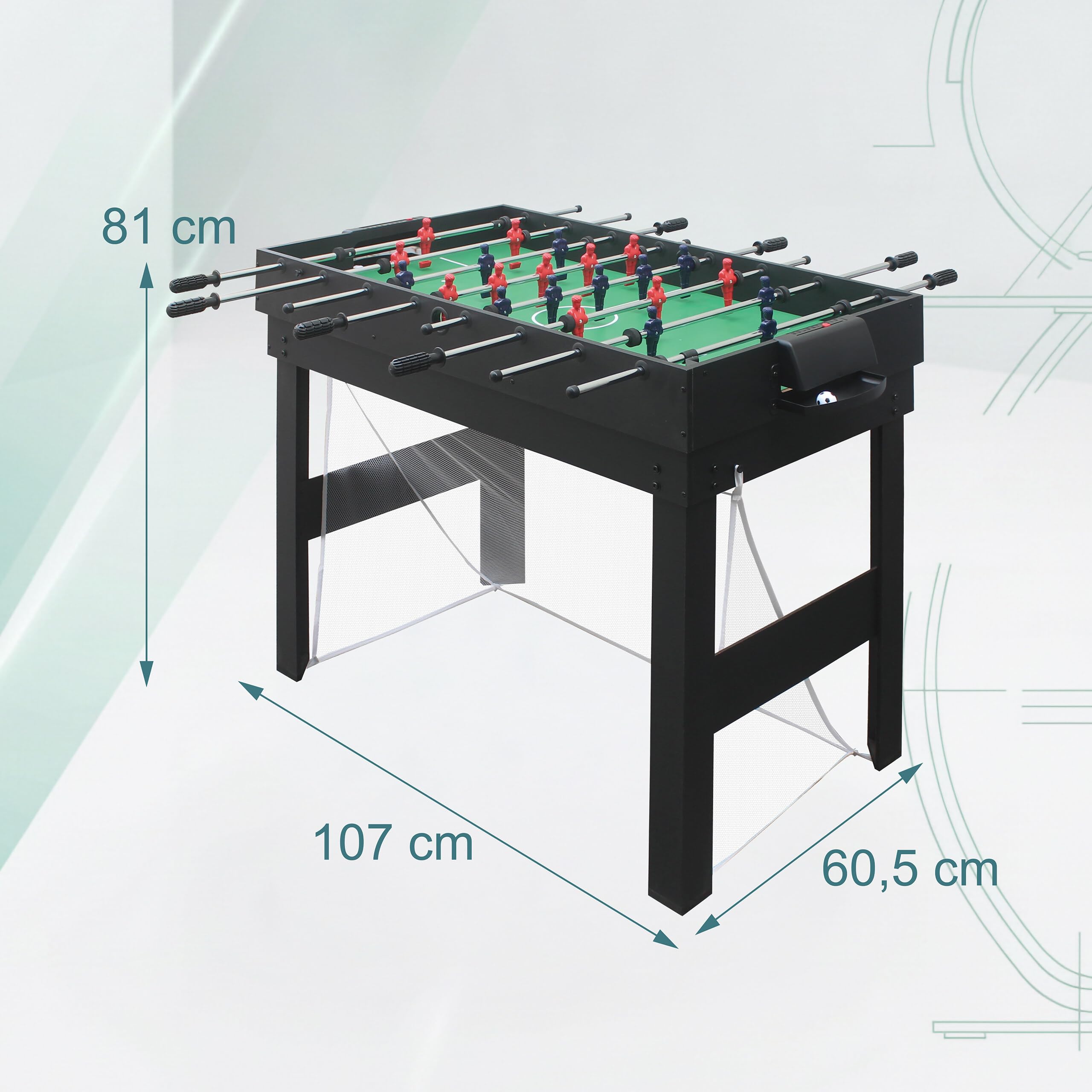 Relaxdays Table de Jeu 20 en 1: Baby-Foot, Billard, air Hockey, Noire | ping-pong, basket, poker, bowling et plus