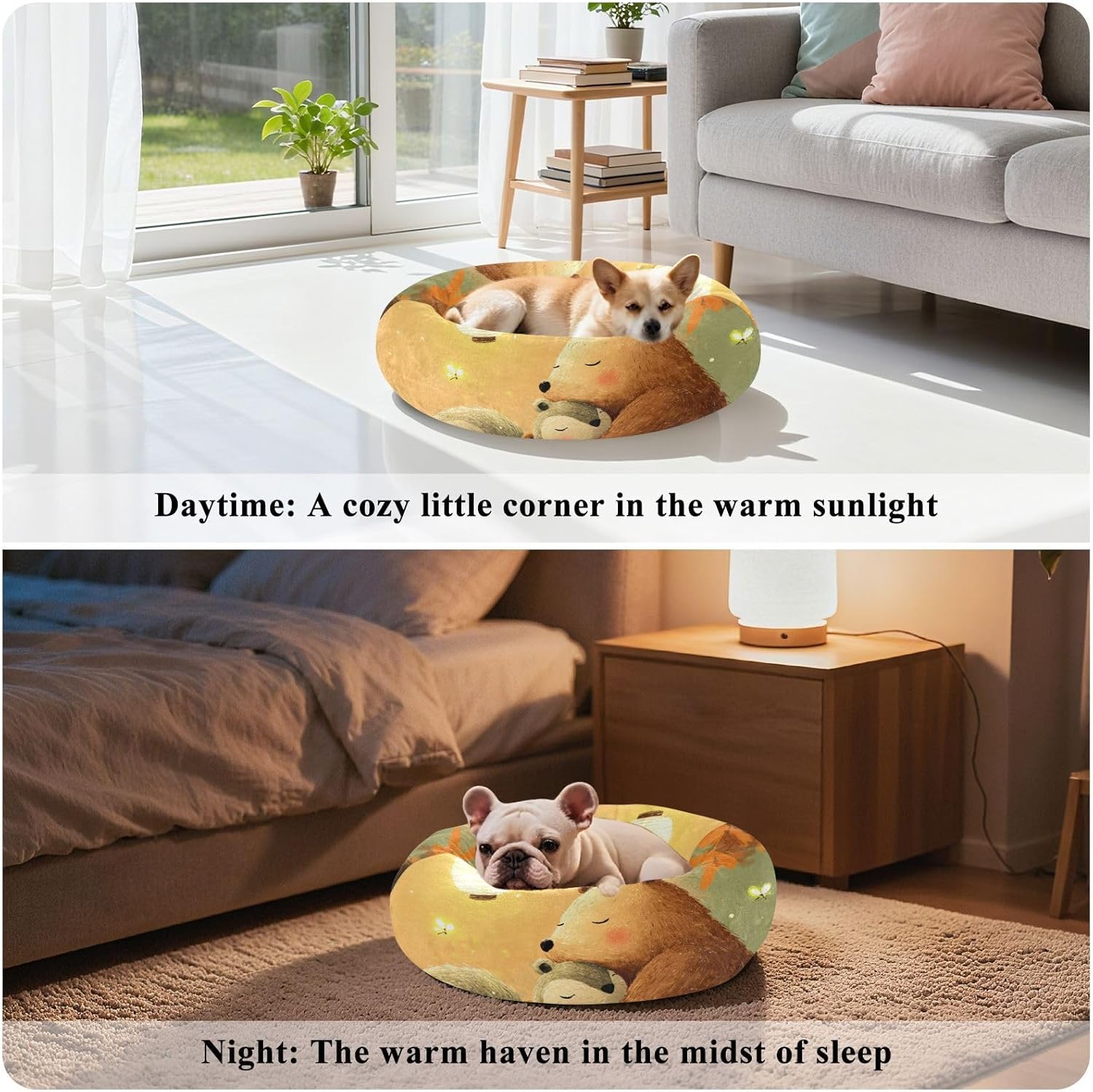 Heartwarming Hug Pet Dog Bed Anti-Slip Dog Pillow Bed for Medium Size Pets Supplies M