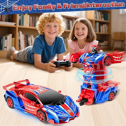 Vista 18 de Paquete de 2 autos de juguete a control remoto para niños y niños, vehículos de juguete a control remoto con faro y controlador, auto de carreras a