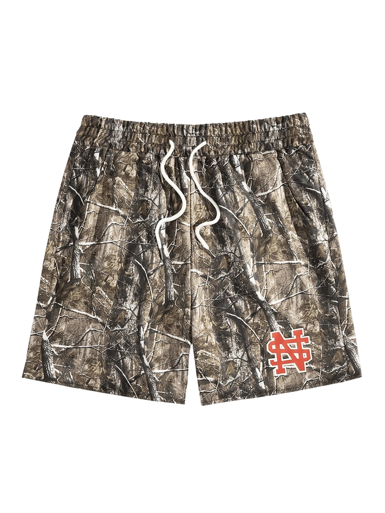 VIPWOLF Men's Camo Shorts Y2K Letter Graphic SweatShorts Drippy Streetwear Shorts