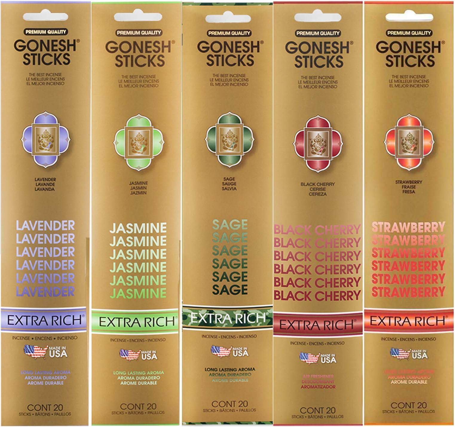 Gonesh Incense Extra Rich Floral Collection Variety Pack, 5