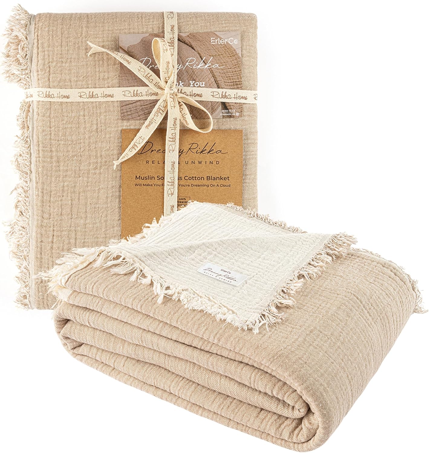 3 Layer Premium Muslin Cotton Bed Blanket – Thick 20/1 Yarn, Substantial Weave, Heavyweight 42 oz (2.6 lb), 83 × 89 in, 100% Oeko-TEX Certified Cotton, Queen Size, Prewashed, Ash Grey