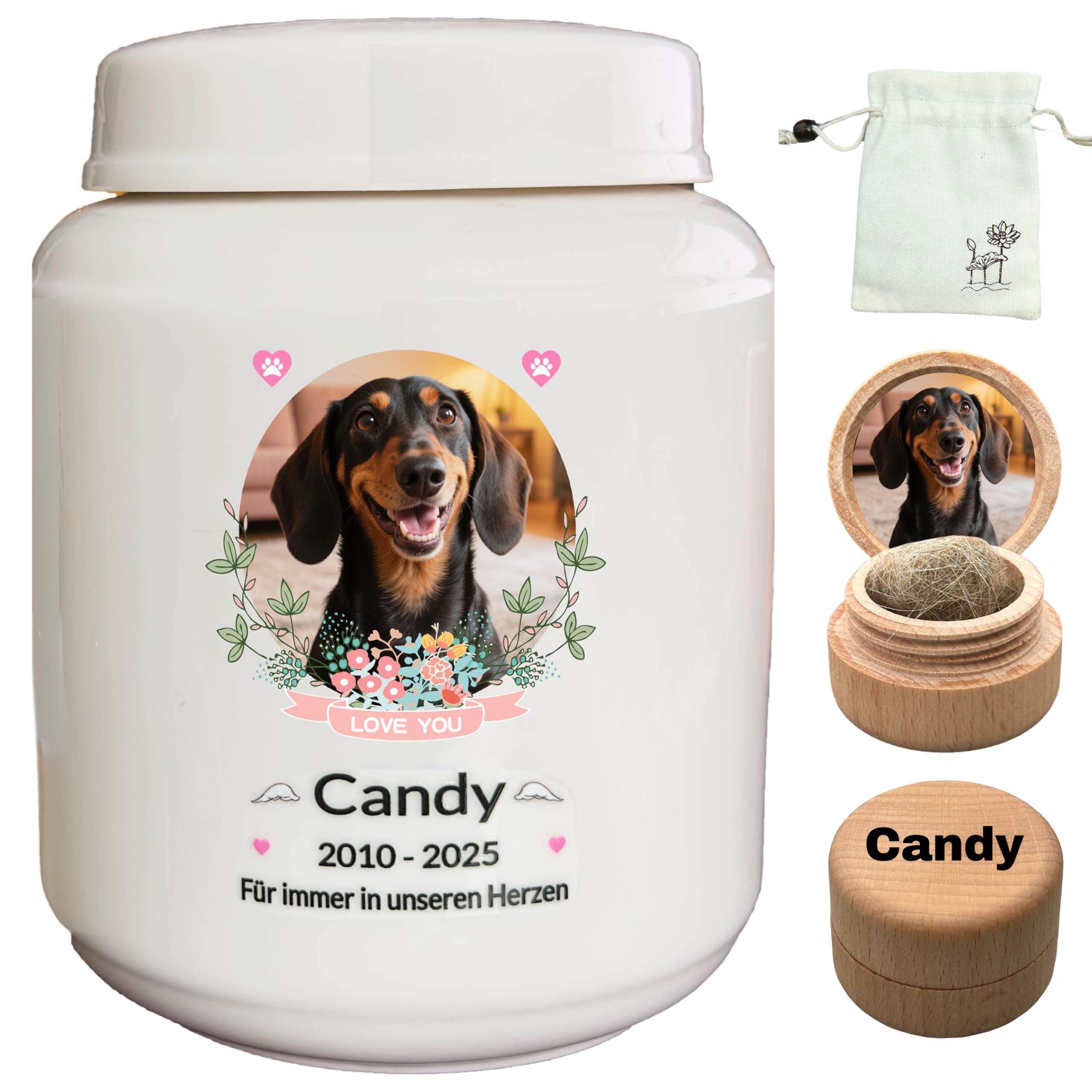 Personalized Dog Urn,Pet Urns for Dogs,Pet Cremation Urn,Dog Urns for Ashes,Urns for Dog ashes,Ceramic Urn,Memorial Box, dog loss (Medium White, Medium suitable ashes โค44 lb (not bones)) โ image 1