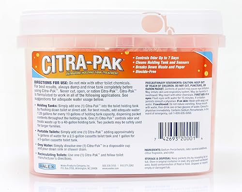 Miniatura 2 de Walex Citra-Pak - Desodorizador de tanque de retención para vehículos recreativosmarinos, descomposición de residuos y control de olores, limpia el