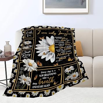 Christian Daisy Blanket Religious Butterfly Decor Throw Blanket I Can Only Imagine Inspirational Blanket Gifts for Girls Boys Super Warm Soft Plush Fleece Flannel Blanket for Kids Adult Women 40"x50"