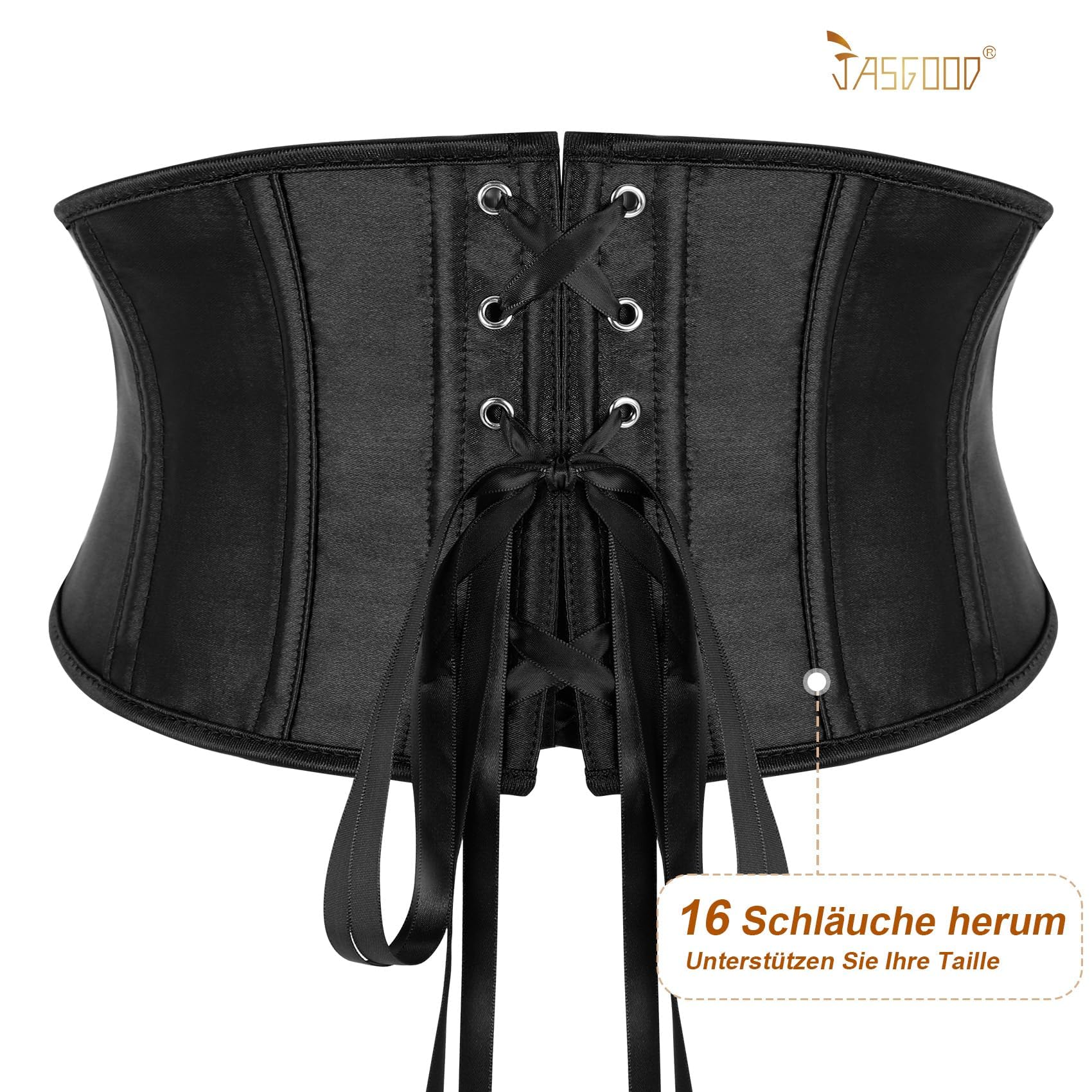 JasGood Damski gorset pasek Underbust Boned Lace Up Waspie pasek renesansowy Steampunk Pirate Halloween Cosplay gorset