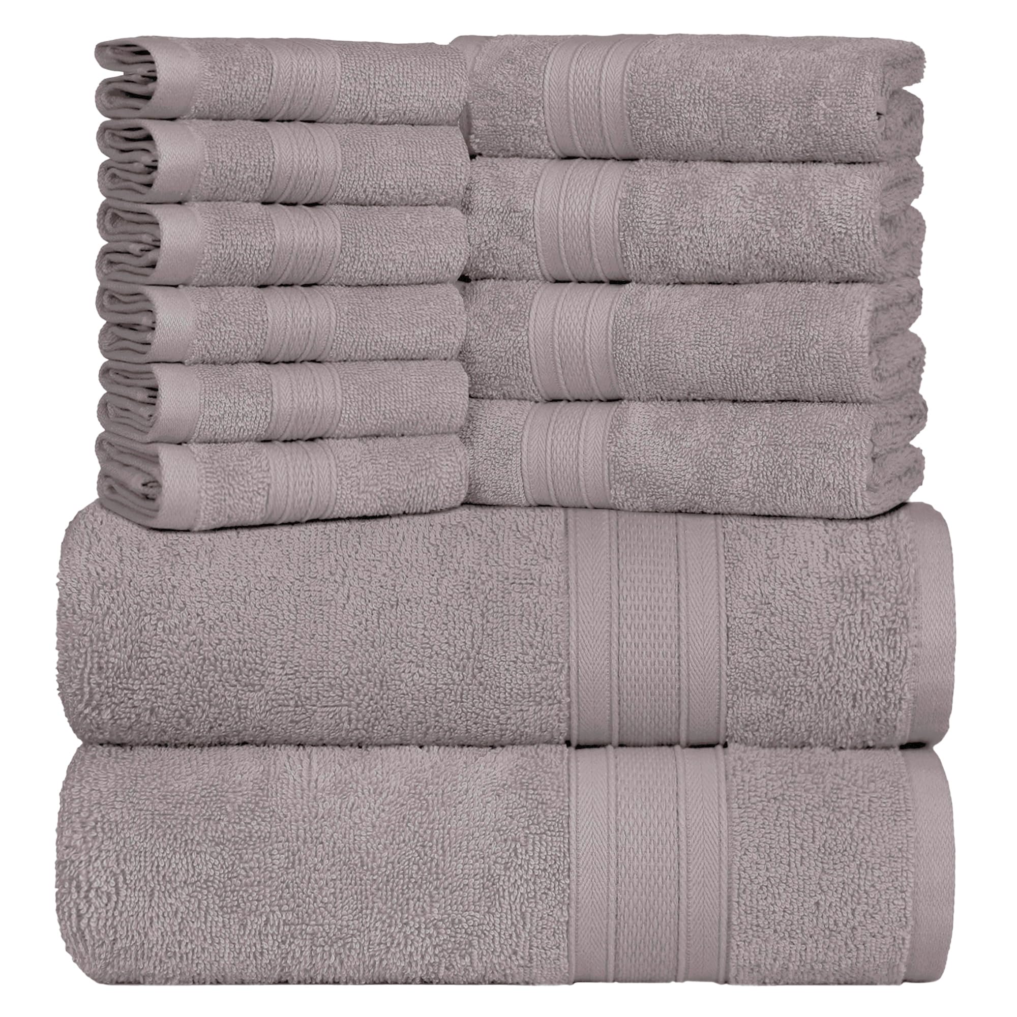 Trident Soft Comfort Air Rich Towels for Bath, 100% Cotton Towel, Super Soft, Highly Absorbent, 12 Pieces Towel Set, 500 GSM - Charcoal