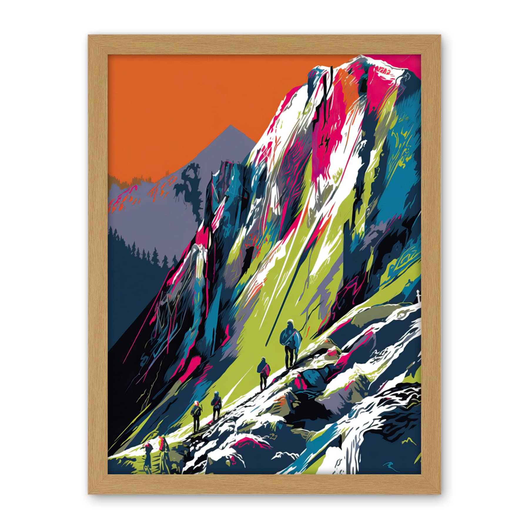 Artery8 Hikers on Helvellyn Mountain Ridge Landscape Artwork Framed Wall Art Print 18X24 Inch