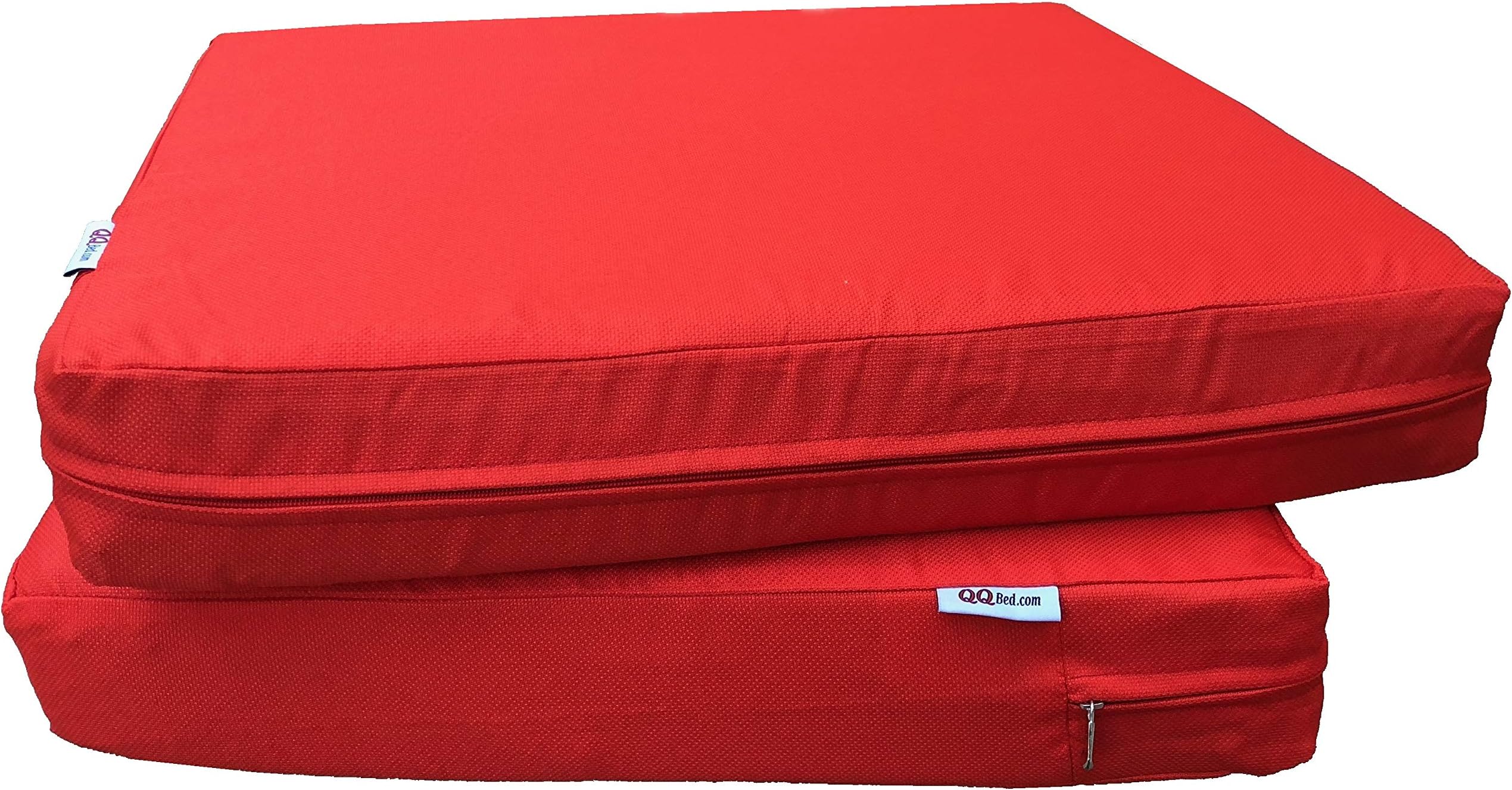 QQbed 2 Pack Outdoor Patio Deep Seat Memory Foam (Seat and Back) Cushion Set with Waterproof Internal Cover - Size 24"X22"X4", Tangerine Tango
