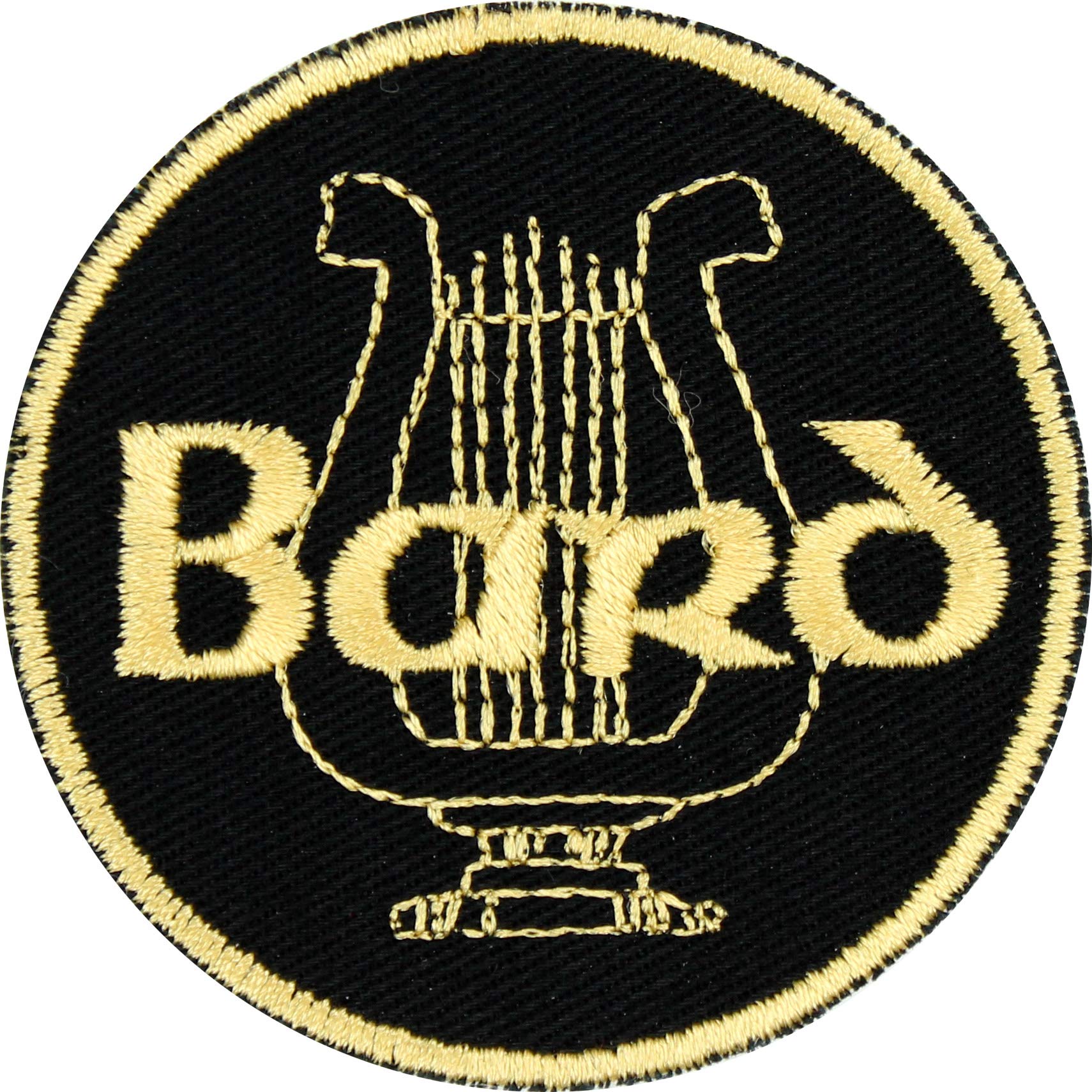 RPG Role-Playing Game Class Bard Iron On Patch Applique - Black, Nonmetallic Champagne Gold - 2.5" Circle - Made in The USA