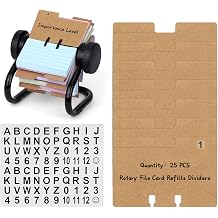 25 Pcs Kraft Rotary File Card Dividers for Rolodex 4" x 2.6" Index Card Refill Dividers with 1 Alphabet Number Stickers Unruled Universal Rolodex Card Refills for Office DeskNo Holder Included