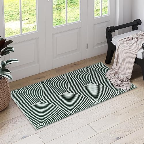 Miniatura 162 de Tiffasea Tapetes para puerta de interior, alfombra de área pequeña lavable beige de 2 x 3 pies, tapete reversible para puerta delantera, alfombra