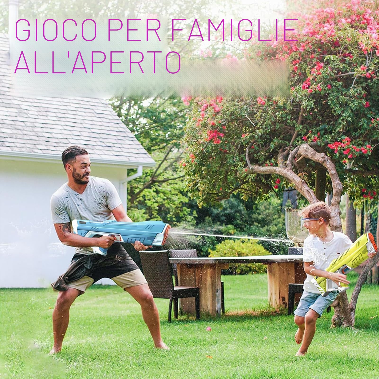 Pistole ad Acqua Elettriche,Pistola ad acqua automatica,Pistola ad Acqua Elettrica per Bambini e Adulti,Ricaricabile Water Blaster,Potente Pistola Acqua,Pistola ad Acqua Elettrica Super Potente,giallo