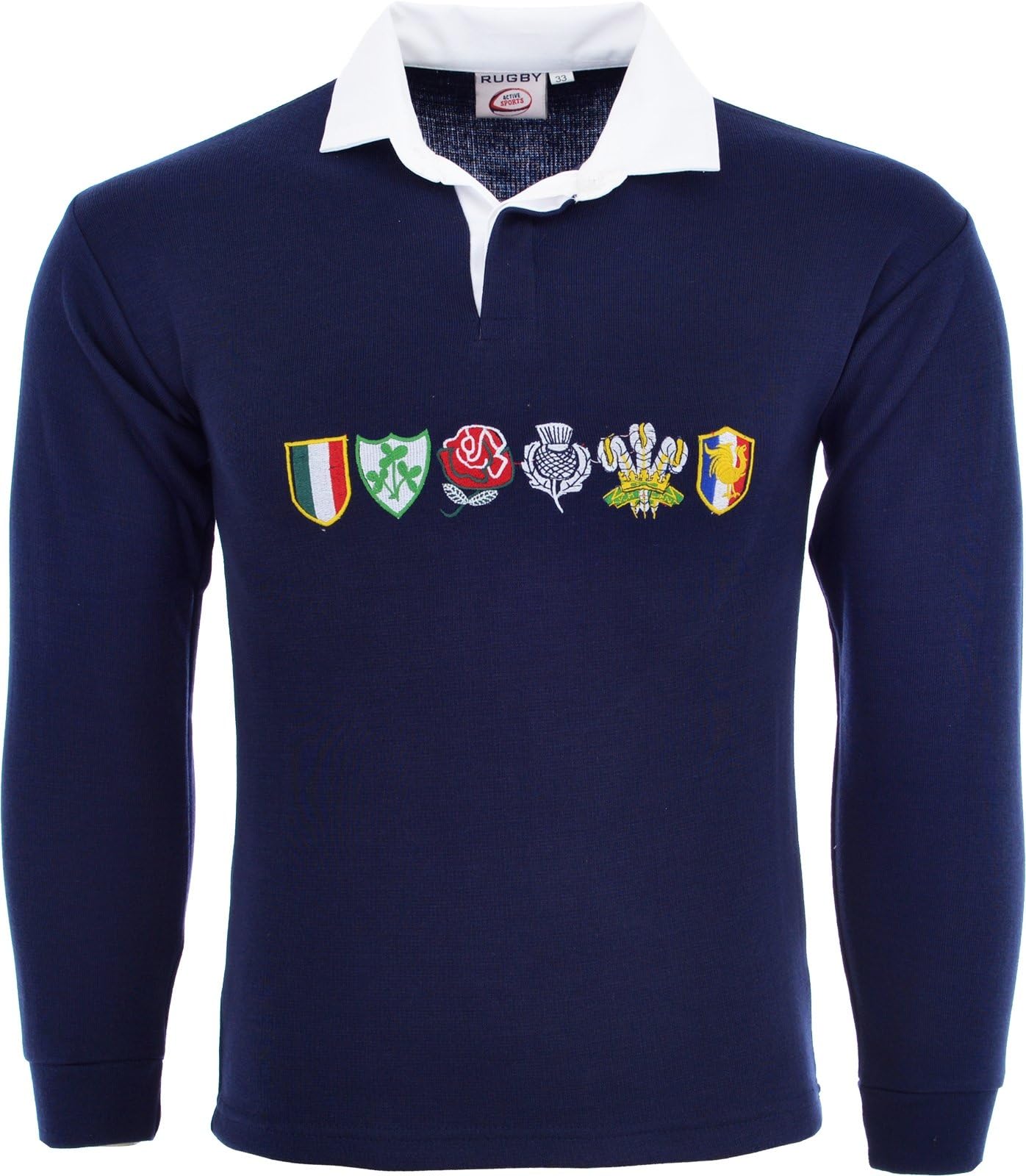 Activewear Men 6 Nation Full Sleeve Rugby Fan Shirts Size S to 5XL