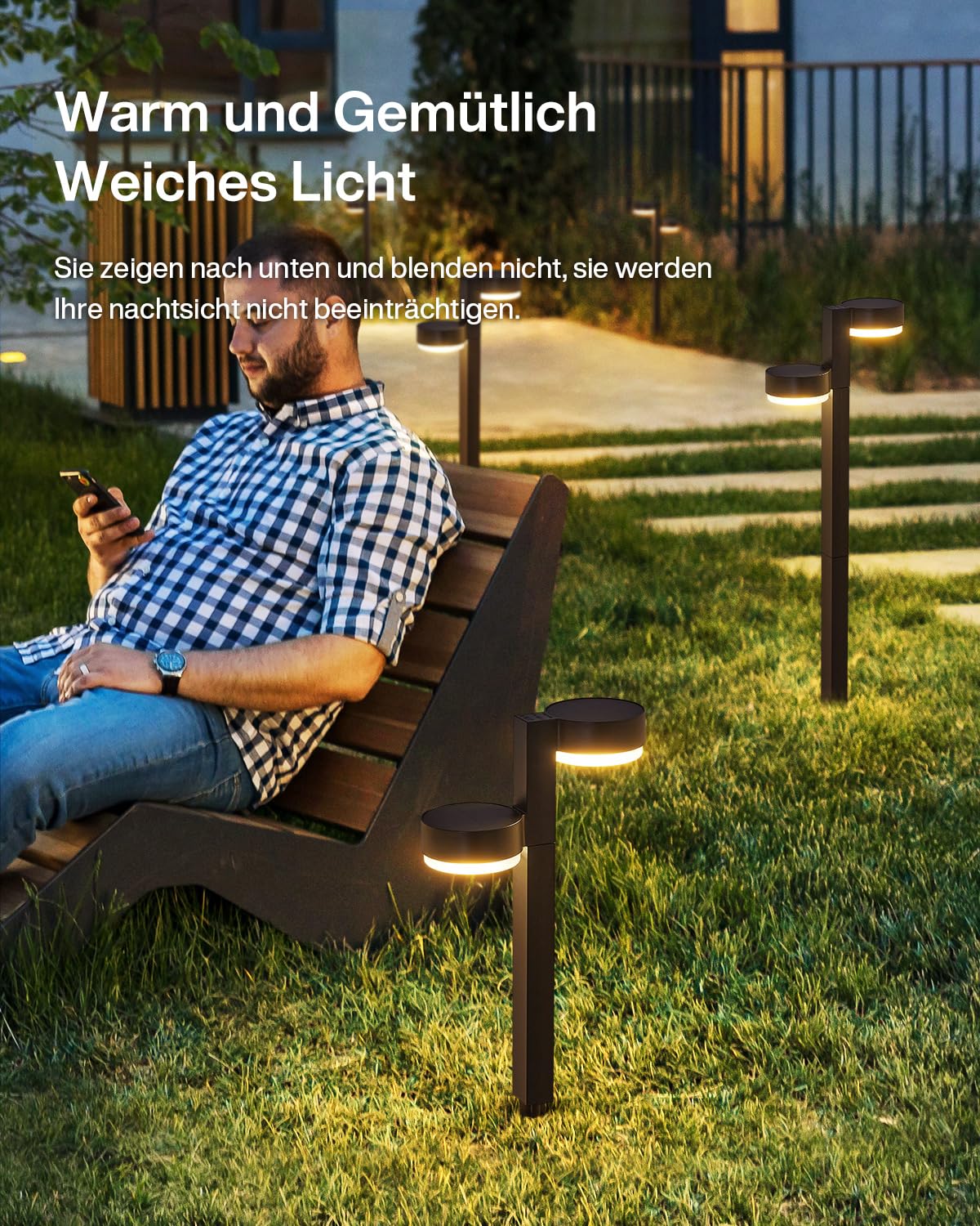 GEARLITE Solarlampen Außen Garten 4 Stück Solarleuchten 96 LEDs Warmweiß IP65 Wasserdicht Auto On/Off Wegeleuchte