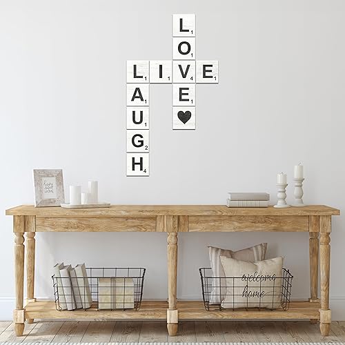 Miniatura 7 de TenXVI Designs Live, Laugh, Love - Azulejos de crucigrama rústicos grandes para decoración de pared, letras cuadradas decorativas grandes de madera