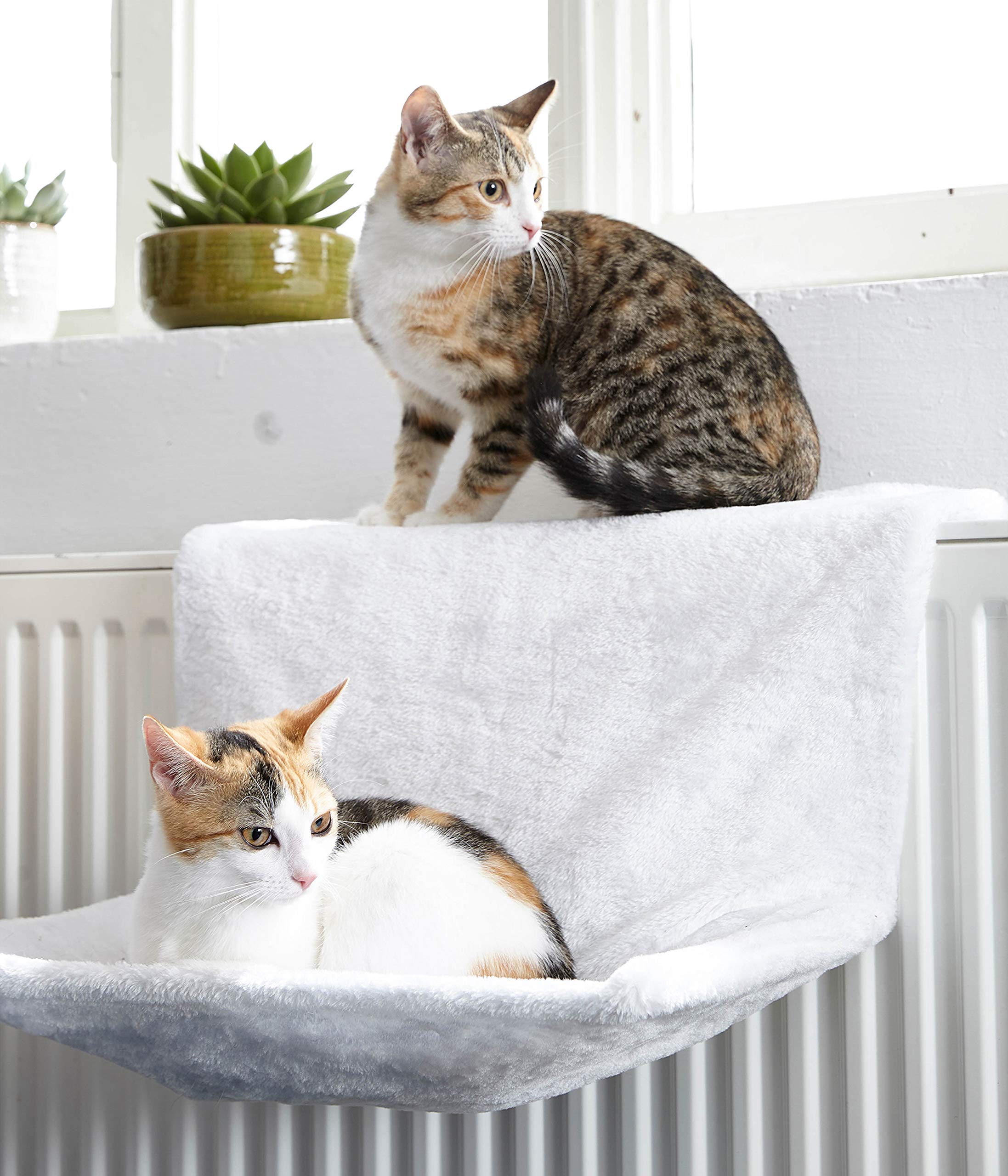 Dehner Lieblingsinge - Amaca per Gatti Homey, per radiatore, ca. 45 x 24 x 31 cm, in Metallo/Peluche, Colore: Bianco