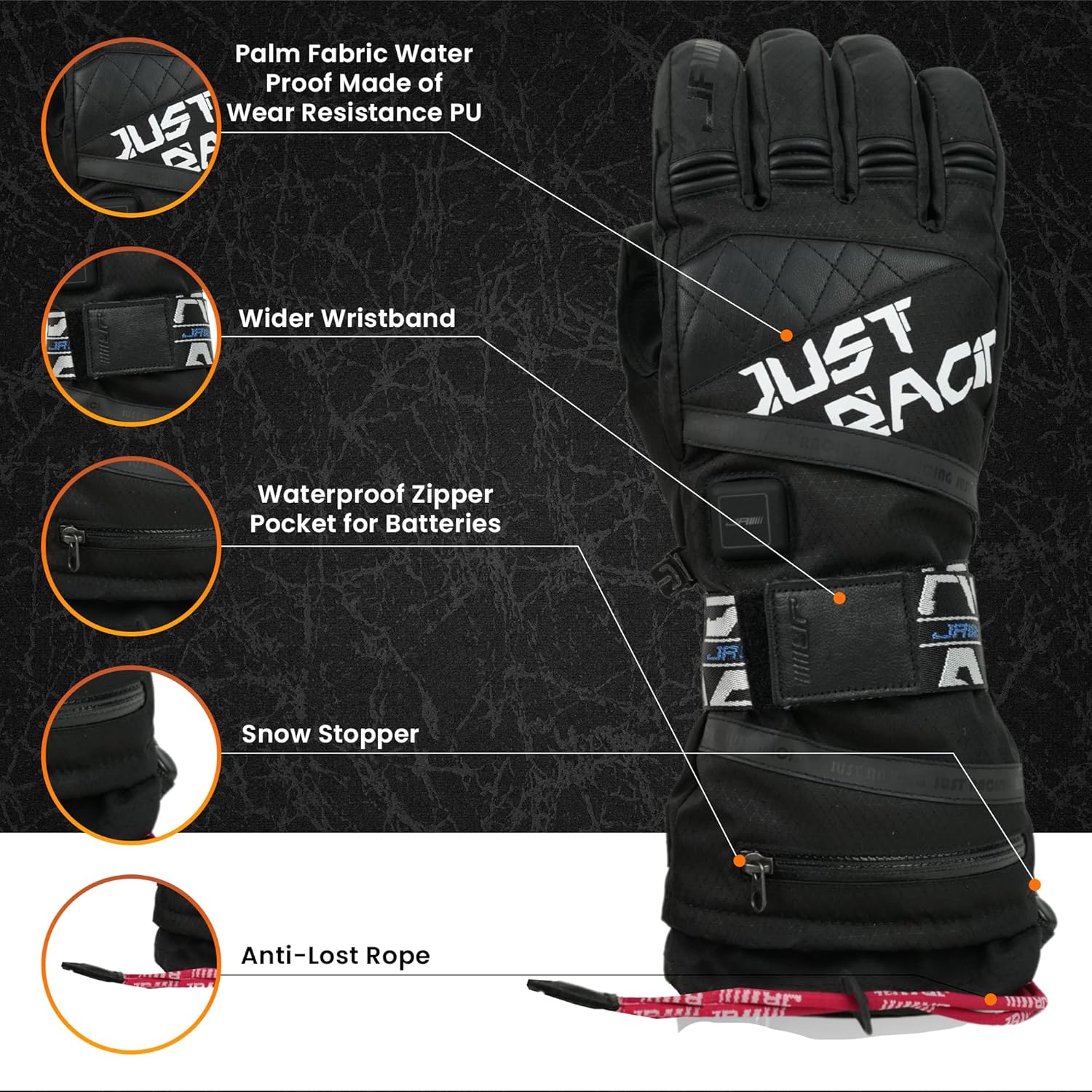 Waterproof Gloves Men & Women, Snow Warm Cycling Cold Weather, Driving, Biking Running (Black, Small)