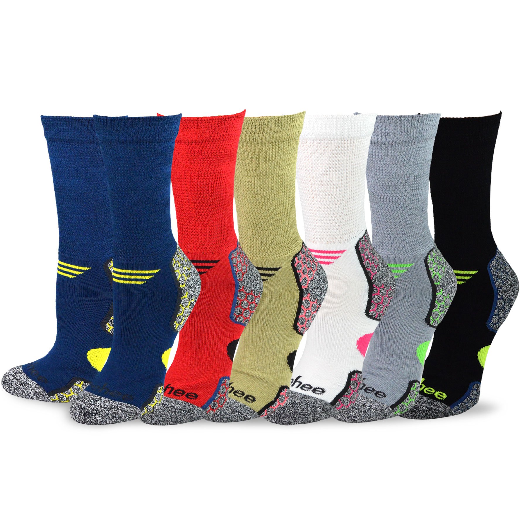 TeeHee Viscose from Bamboo Diabetic Sports Cushion Crew Socks 6-Pack