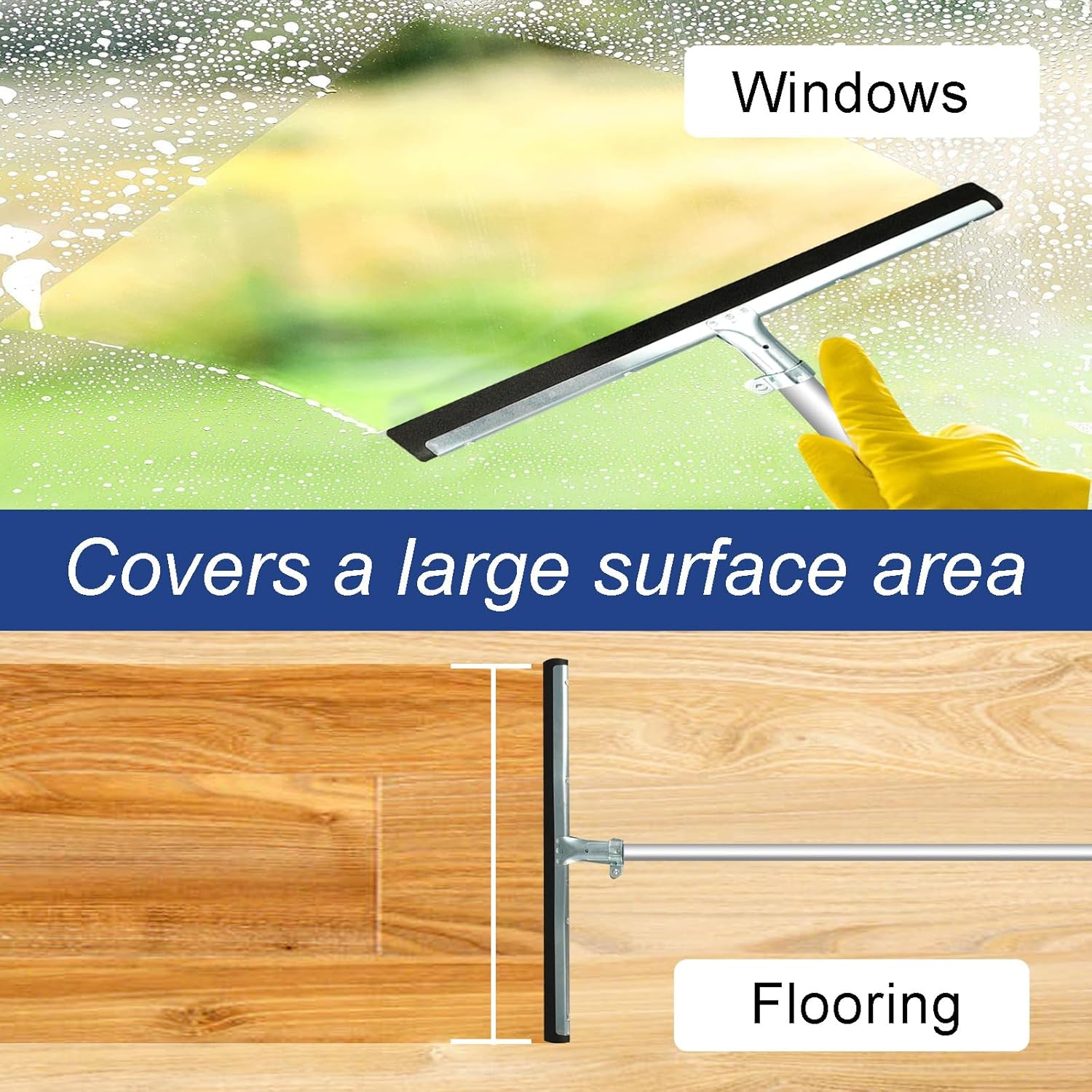 6pcs Double Foam Floor Squeegee 18 Inch Cleaning Squeegee Heavy Duty Rubber Broom Stainless Steel EVA Foam Blade Industrial Floor Scrubber for Garage Pool Concrete Window