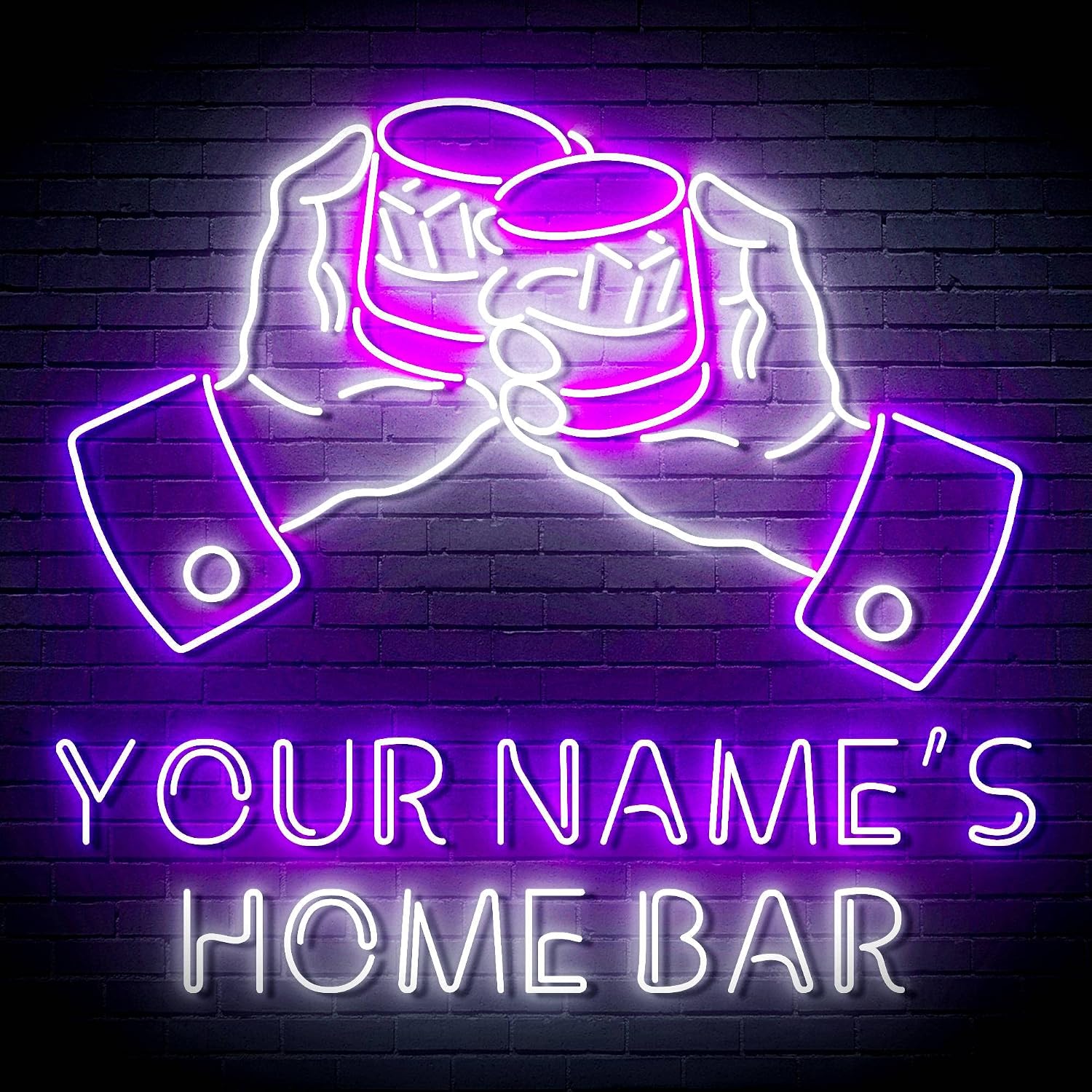 ADVPRO Whisky Glass Home Bar Personalized Ultra-Bright LED Neon Sign - White & Purple - st16s55-fn-p0005-tm-wp
