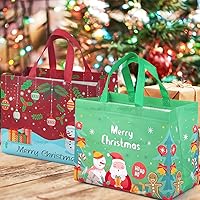 Vista 5 de PARSUP 8 bolsas de regalo de Navidad, bolsas de Navidad no tejidas con asas, bolsa de regalo para envolver regalos, compras, suministros de fiesta