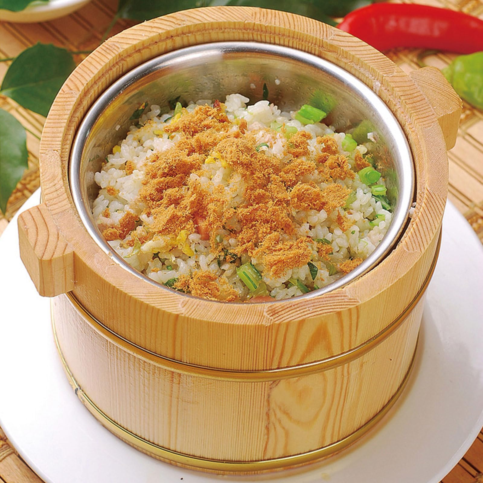 Cubo de Madera para arroz, Tina para Sushi, Cuenco con Tapa, Cubo de Madera para arroz al Vapor, vajilla de Restaurante japonés, Recipiente para Alimentos, 20 cm
