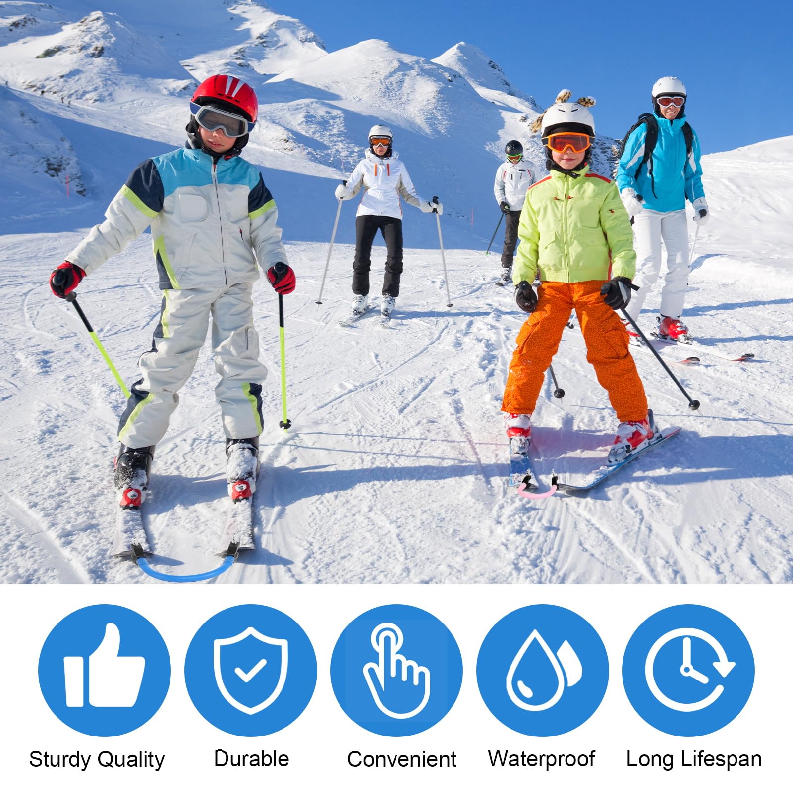 DUTIFUL conectores de puntas de esquí para niños, ayuda a la formación, control de velocidad, pinzas para snowboard