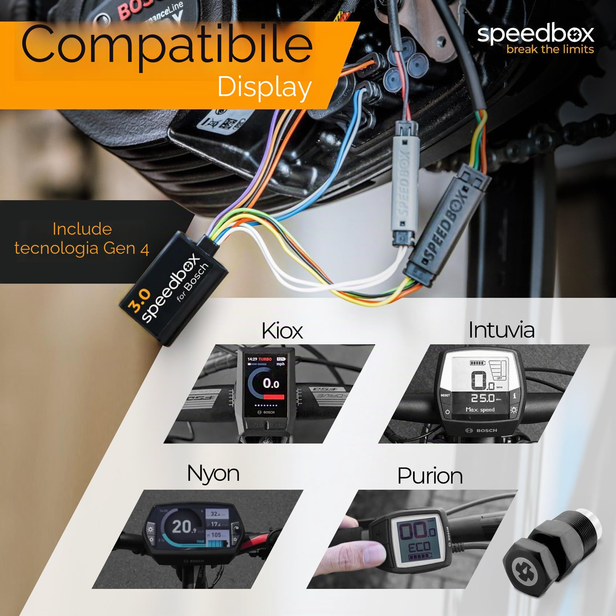 SpeedBox 3.0 compatibile con Bosch + estrattore pedivelle/Tuning E-Bike per sbloccare il limitatore di velocità dei motori elettrici Bosch 2014-2024 / Velocità illimitata