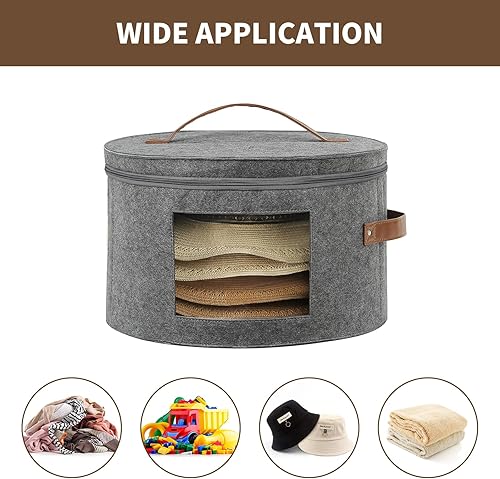 Miniatura 7 de Qozary Caja de almacenamiento reforzada para sombreros, organizador de sombreros para mujeres y hombres, caja de sombrero de vaquero con paneles de