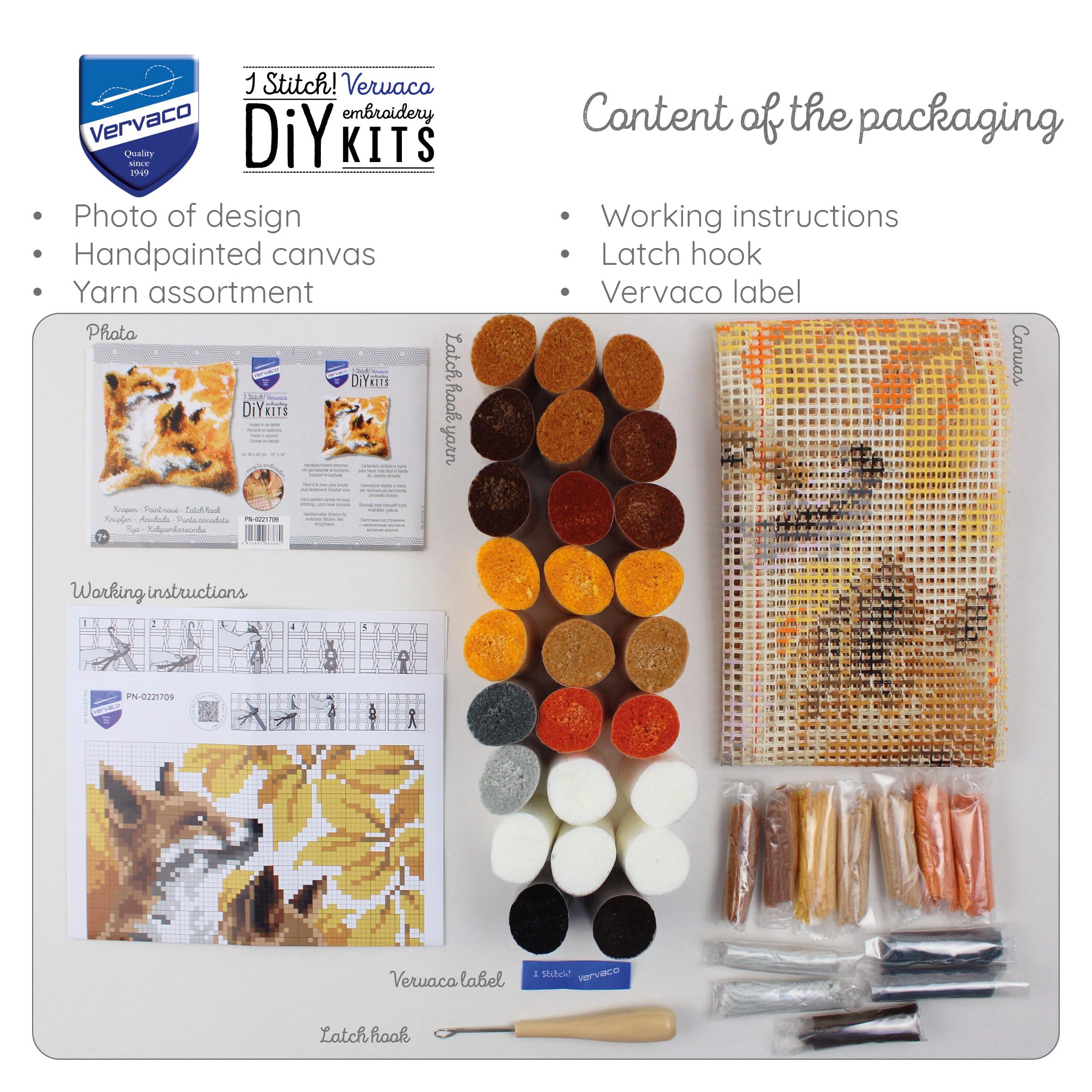 Vervaco Kit Deco Ricamo Contato VOLPI IN AUTUNNO Decorazione Sospesa Da Ricamare 40 x 40 cm Set Fai Da Te Creativo Adulti Ricamo Casa Decorazioni Accessori Per Lavoretti Creativi