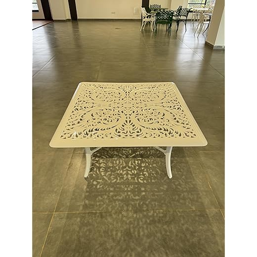 Vega Floral Coffee Table, Aluminium, White