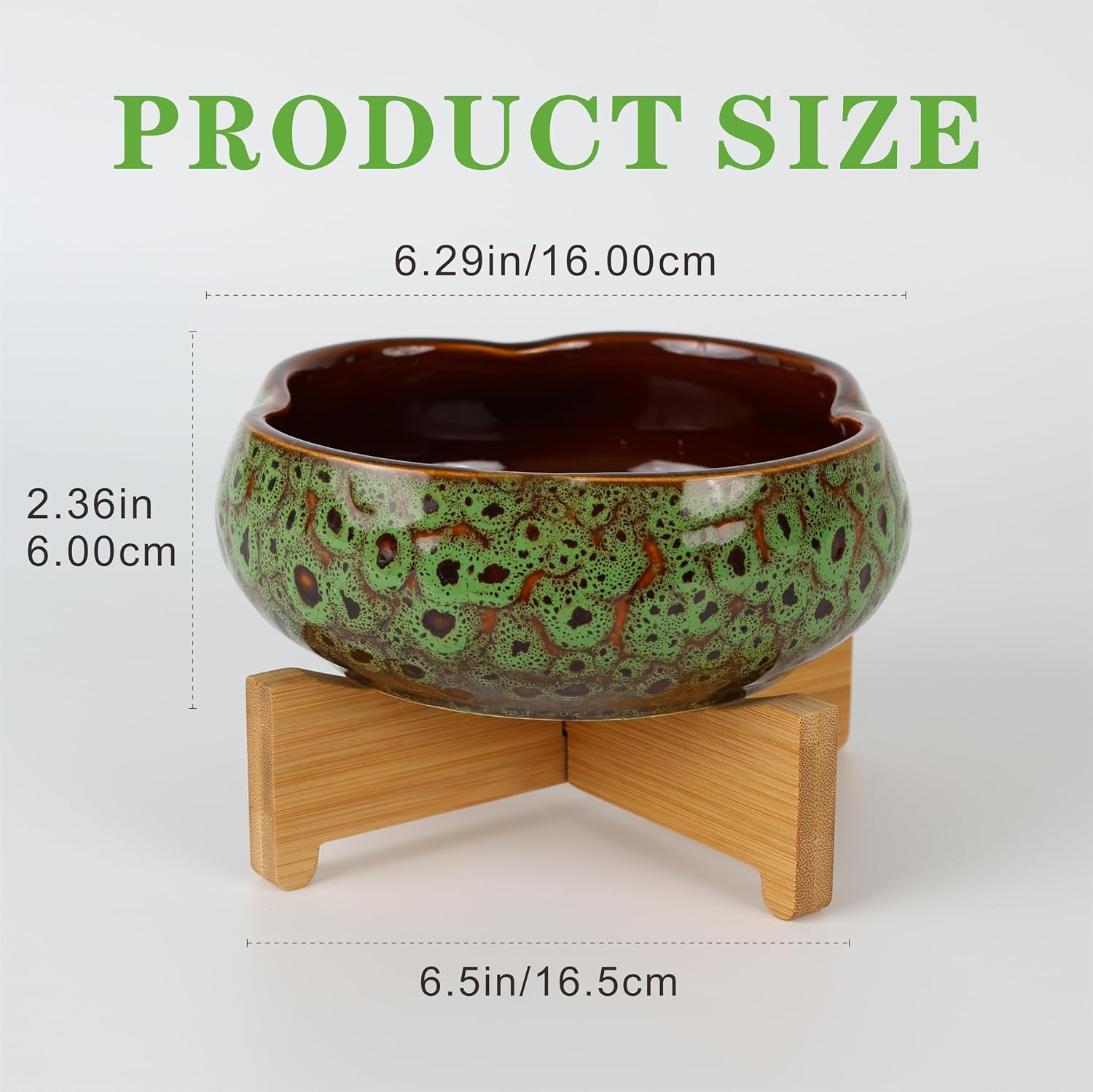 Lotus Bowl Planter, Ceramic Lotus Flower Bowl, Lotus Bowl, Lotus Bowls for Planting in Water Indoors, Lotus Pots for Water Plants, Applicable to Succulent Plants Hydroponic Plant (Green 2-Piece Set)