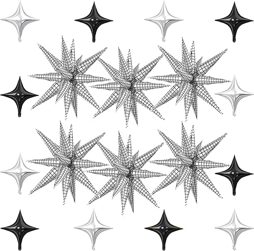 Miniatura 42 de 18 globos de estrella rojos, verdes y dorados, globos de aluminio de estrellas de Navidad con 6 globos de estrella en explosión de 22 pulgadas, 12